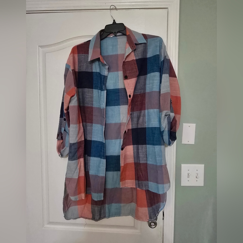 Colorful Plaid Button-Down Shirt